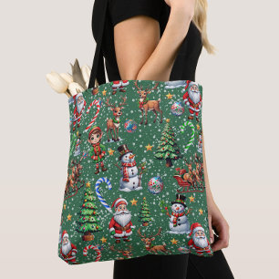 Grüner Hintergrund Weihnachtsdekorationsmuster Tasche