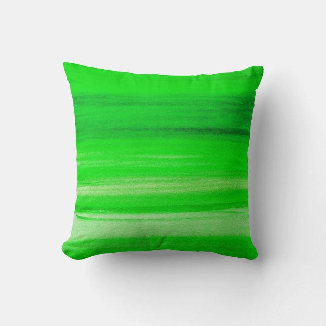 Grüner Hintergrundneonwatercolor-abstrakter Kissen (Vorderseite)
