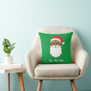 Grüner Ho Ho Ho Afroamerikanischer Weihnachtsmann  Kissen