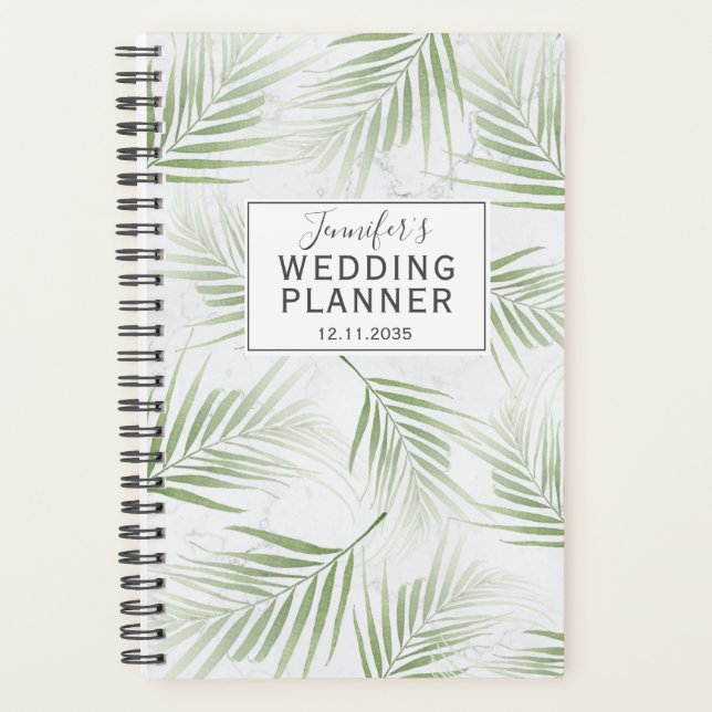 Grüner Hochzeitsplaner für tropische Folien Planer (Vorderseite)