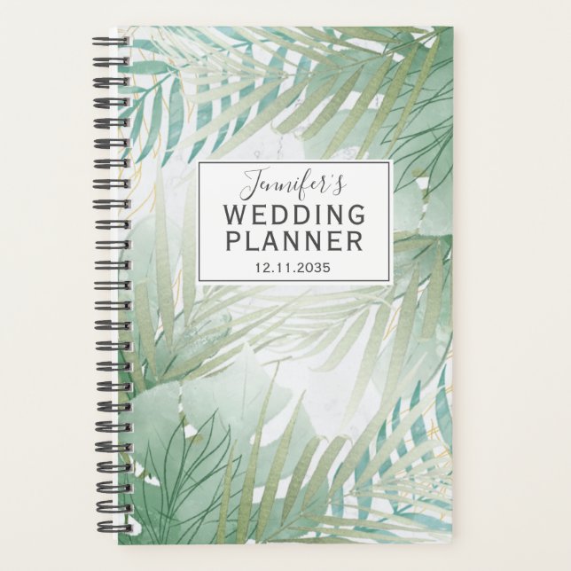 Grüner Hochzeitsplaner für tropische Folien Planer (Vorderseite)