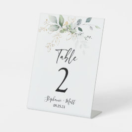 Grüner Hochzeitsschild Tischnummer Sockelschild