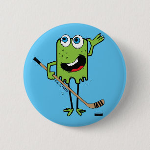 Grüner Hockey-Monster Button