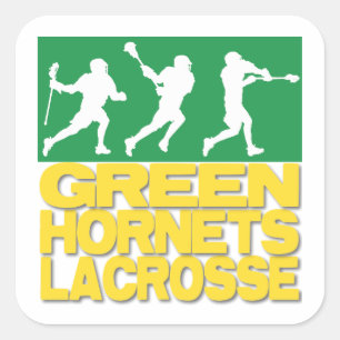 Grüner HornissenLacrosse Quadratischer Aufkleber