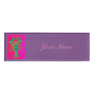 Grüner Hummer Thunder_Cove rosa Namenschild
