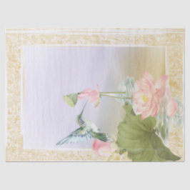 Grüner Hummingbird und rosa Blume Dekoupage Seidenpapier