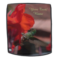 Grüner Hummingvogel auf Blume Kust. Backpack