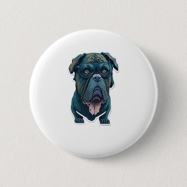 Grüner Hund mit Brille Button (Vorderseite)