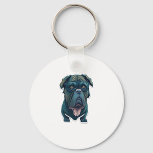 Grüner Hund mit Brille Schlüsselanhänger