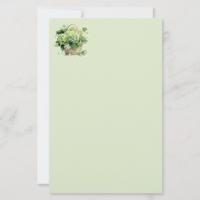 Grüner Hydrangeen-Schreibpapier Briefpapier (Vorderseite)