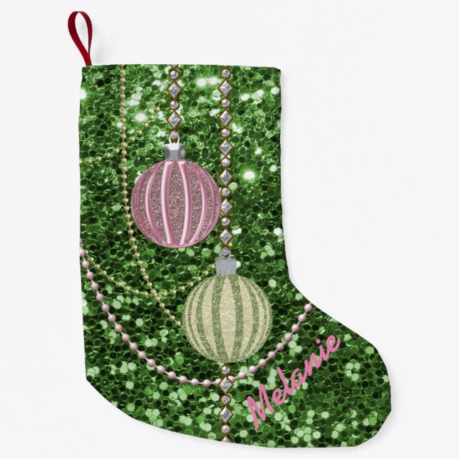 Grüner Imitat-Glitzer-rosa u. grüne Kleiner Weihnachtsstrumpf (Vorderseite)