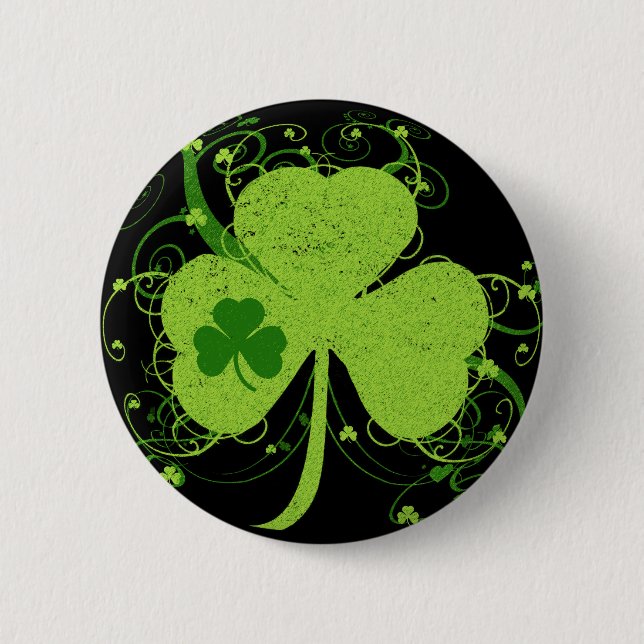 Grüner Irischer Shamrock Button (Vorderseite)