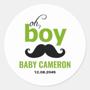 Grüner It's a Boy Schnurrbart-Baby-Party-Aufkleber Runder Aufkleber