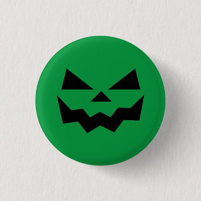 Grüner Jack-o-lantern-Kürbiskopf  Button (Vorderseite)