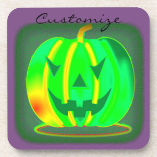 Grüner Jack oder Laterne Halloween Thunder_Cove Getränkeuntersetzer