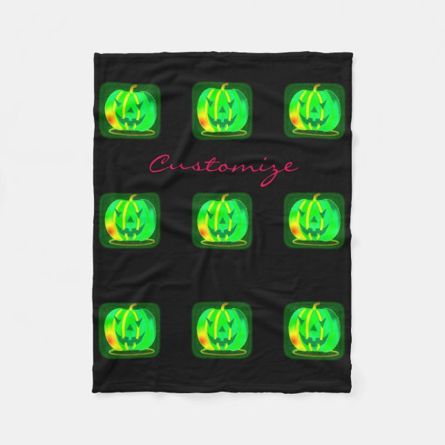 Grüner Jack o'lantern Halloween Thunder_Cove Fleecedecke (Vorderseite)