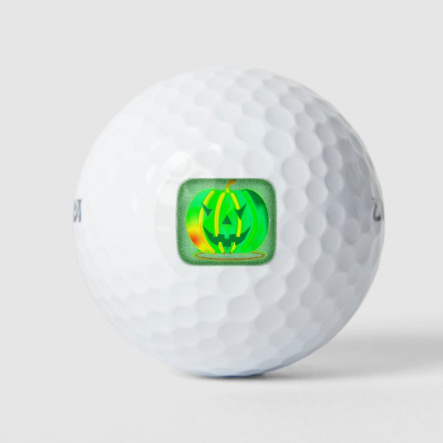 Grüner Jack o'lantern Halloween Thunder_Cove Golfball (Vorderseite)