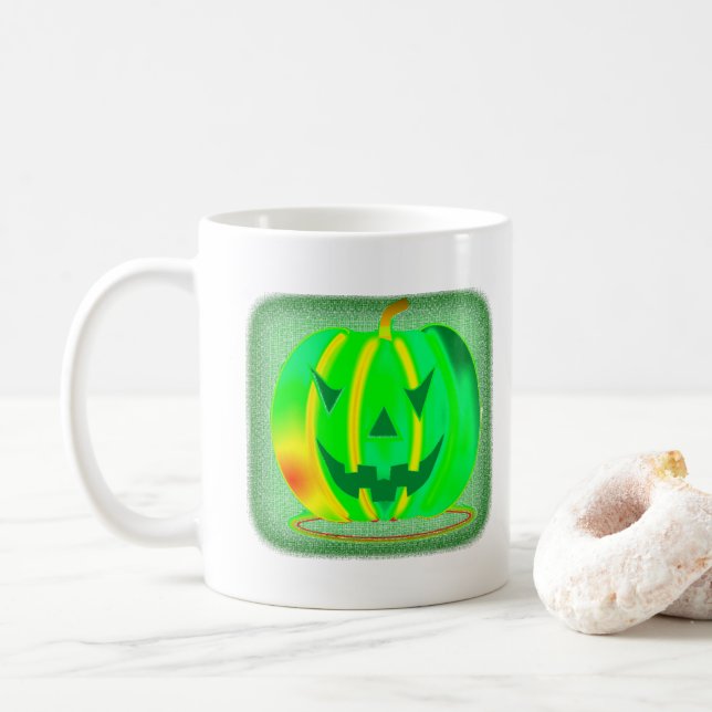 Grüner Jack o'lantern Halloween Thunder_Cove Kaffeetasse (Mit Donut)