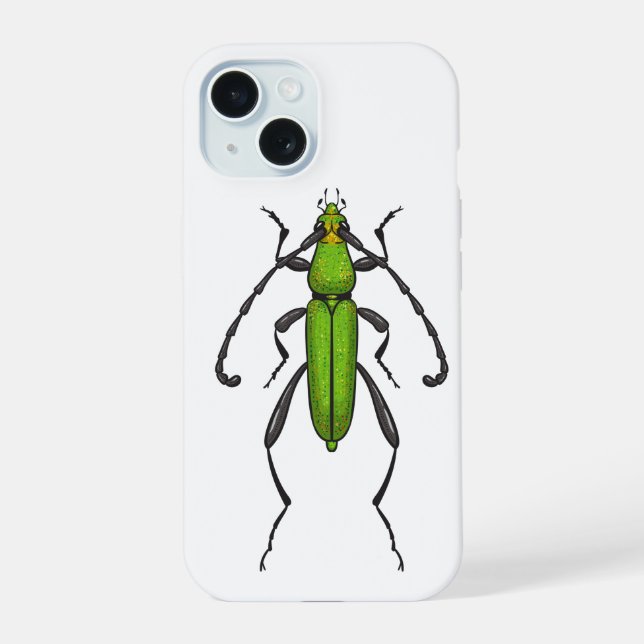 Grüner Käfer iPhone 15 Hülle (Rückseite)