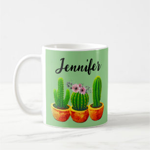 Grüner Kaktus Blumen Personalisierter Tasse