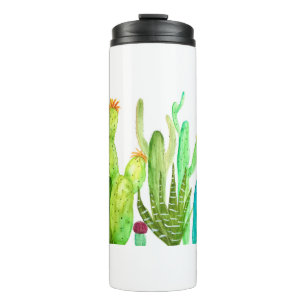 Grüner Kaktus Kakteen Sukkulente Wüste Aquarell Thermosbecher