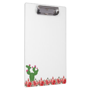 Grüner Kaktus Orange Blumen Quadrat Clipboard Klemmbrett