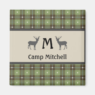 Grüner Karierter HirschhüttenKühlschrank Magnet