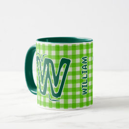 Grüner Karierter Kaffee (Name der antiken Monogram Tasse