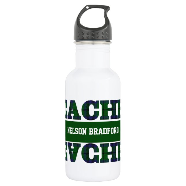 Grüner Karierter Lehrer Trinkflasche (Vorderseite)