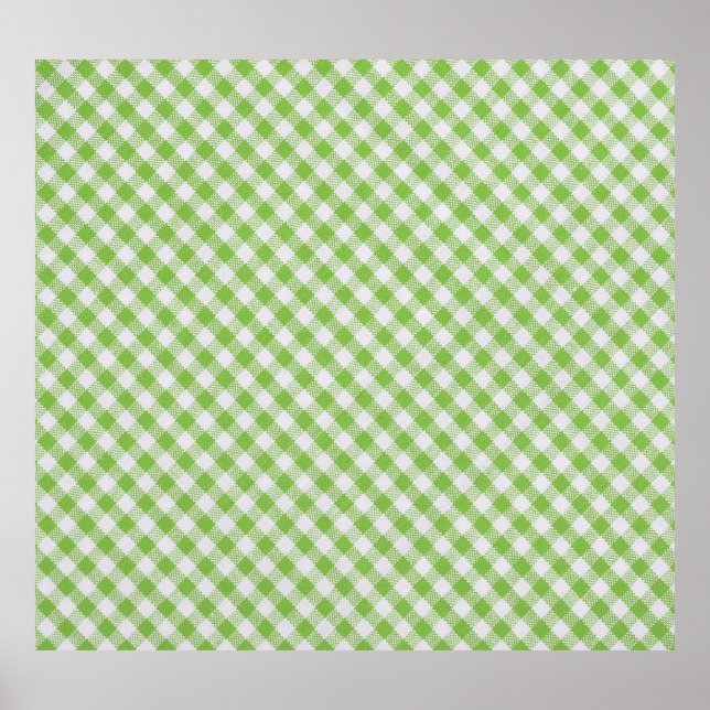Grüner karierter Stoff: Naht Textur. Poster (Vorne)