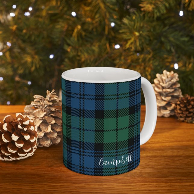 Grüner Karo Kariert Rustikale Custom Campbell Tart Kaffeetasse (Plaid Campbell Tartan 11oz Coffee Mug)