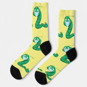 Grüner Kawaii-Wurm Thunder_Cove Socken