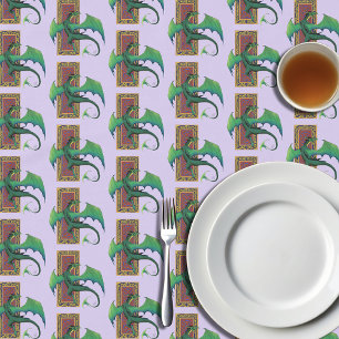 Grüner keltischer Drache lila Fantasy-Knotenmuster Tischdecke