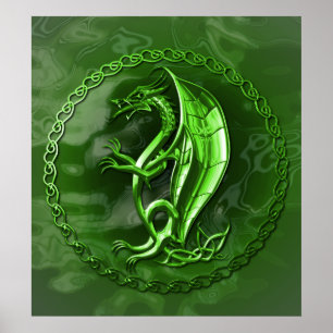 Grüner keltischer Drache Poster