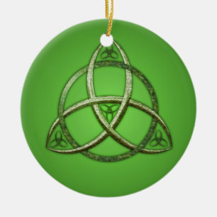 Grüner keltischer Dreifachknoten Keramikornament