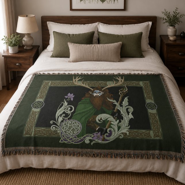 Grüner keltischer Geweihmann  Decke (Von Creator hochgeladen)