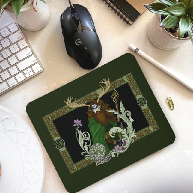 Grüner keltischer Geweihmann  Mousepad (Von Creator hochgeladen)