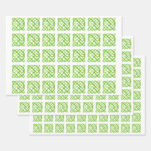 GRÜNER KELTISCHER KNOTEN Flachbett-Einwickelpapier Geschenkpapier Set
