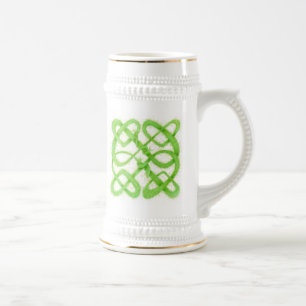 GRÜNER KELTISCHER KNOTEN Weißer und Goldener Stein Bierglas