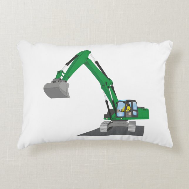 grüner Kettenbagger Dekokissen (Vorderseite)