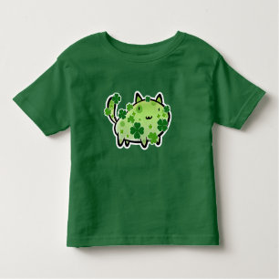 Grüner Klee-Katzen-Kleinkind-T - Shirt