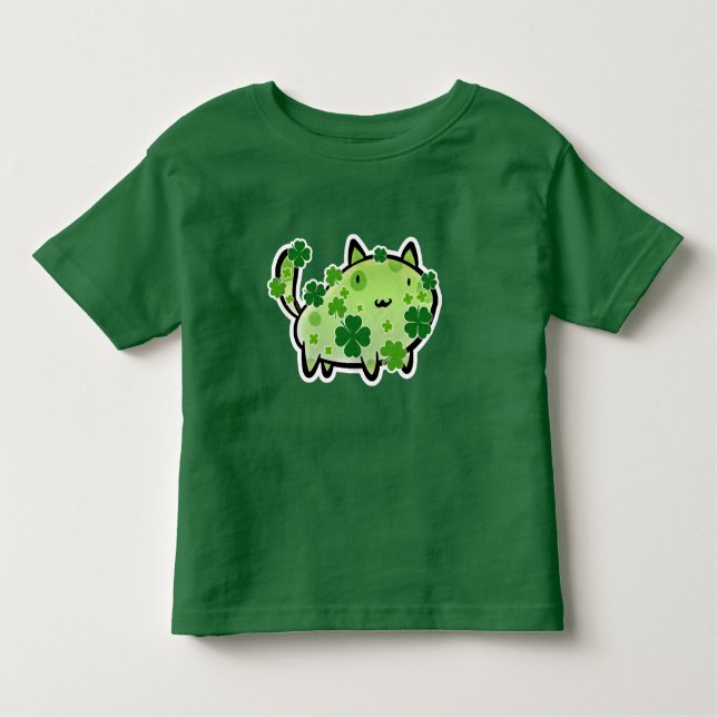 Grüner Klee-Katzen-Kleinkind-T - Shirt (Vorderseite)