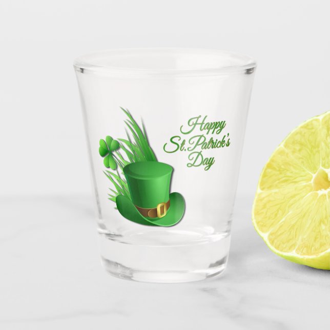 Grüner Klee mit Leprachaun Schnapsglas (Vorderseite)