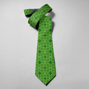 Grüner Kleeblatt-Abstrakt-Blumen St. Patrick's Day Krawatte