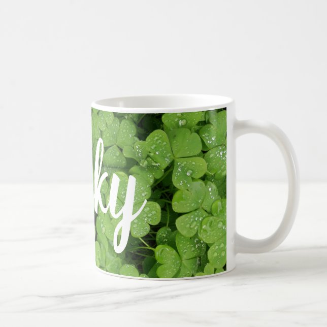 Grüner Kleeblatt mit Glück. Patricks Tasse (Rechts)