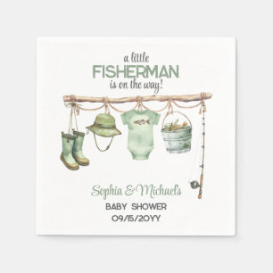 Grüner Kleiner Fischer Baby Shower Serviette