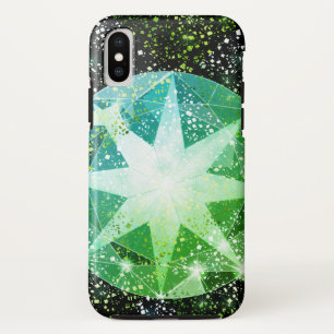 Grüner Kompass-Edelstein Strass Gold Glanz iPhone X Hülle