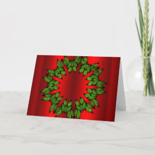 Grüner Kranz an Roten Weihnachten Karte