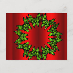 Grüner Kranz an Roten Weihnachten Postkarte