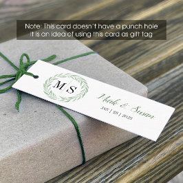 Grüner Kranz Monogramm Hochzeitsetikett (1x3 Zoll) Mini Visitenkarte